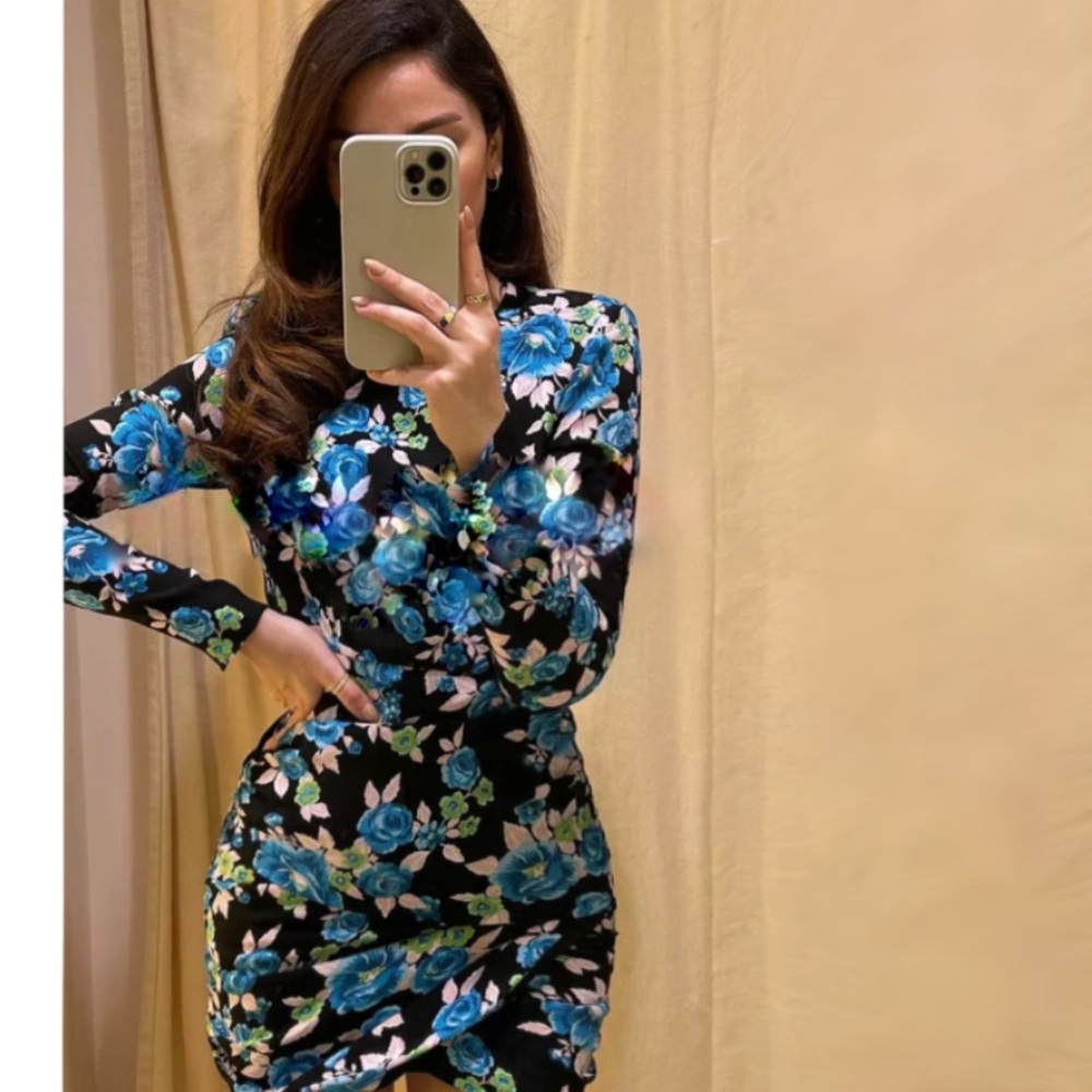Zara Round Neck Floral Dress